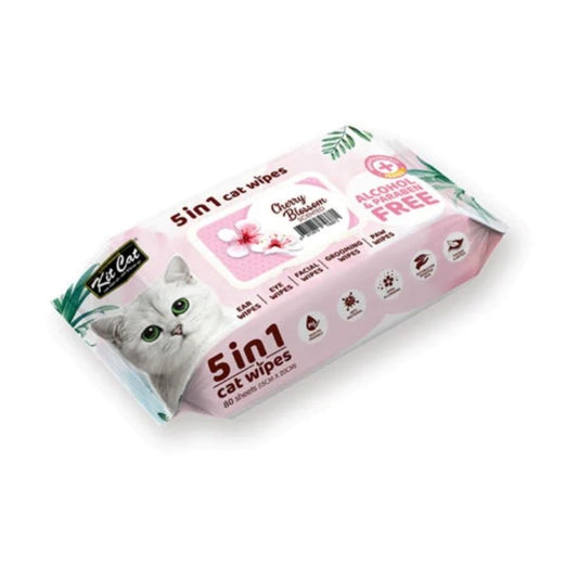 Kit Kat 5 in 1 cat wipes, cherry blossom scented, 80 wipes