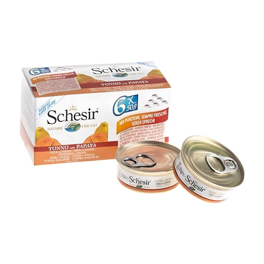 Schesir Wet Cat Food, Tuna with Papaya 6*50 g