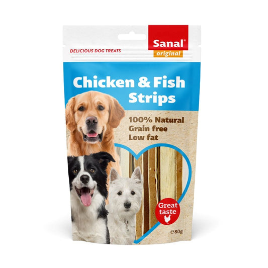 Sanal Dog Treats Chicken And Fish Strips 80g