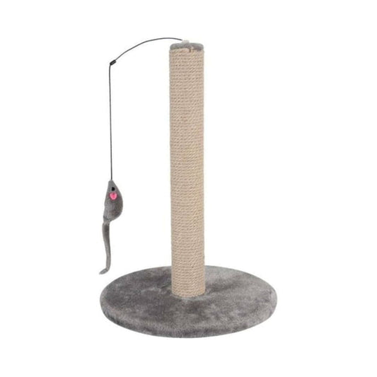 Zolux Cat scratcher with pole and interactive mouse toy, gray color, 48 * 32 cm