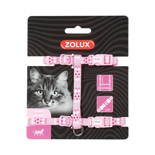 Zolux Harness for Cats, Nylon, Ornate pink