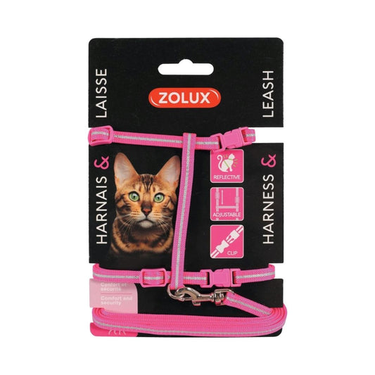 Zolux blue harness with leash for cats, pink