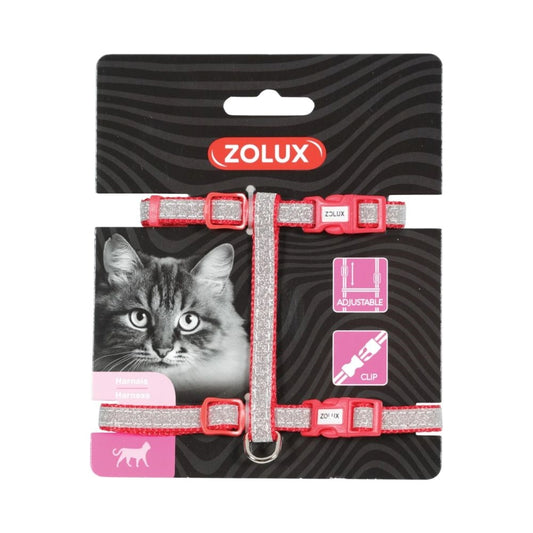 Zolux nylon harness, for cats, with red sparkle