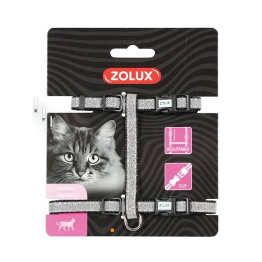 Zolux nylon harness, for cats, with black sparkle