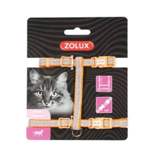 Zolux nylon harness, for cats, with orange sparkle