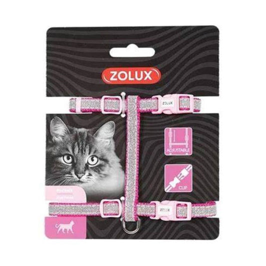 Zolux nylon harness, for cats, with pink sparkle