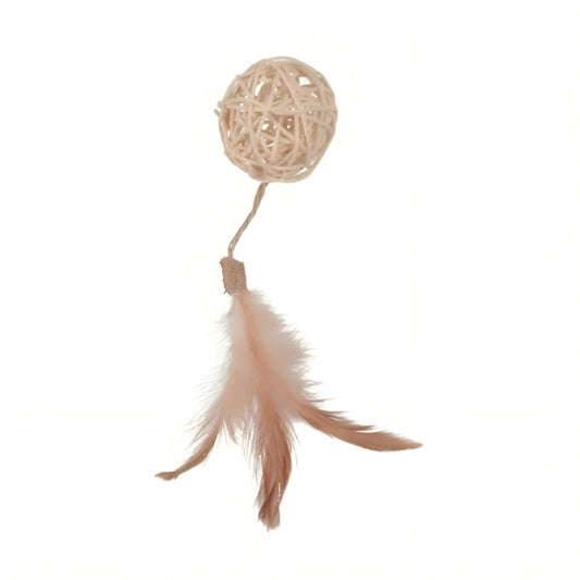 Zolux Ethic cat toy in the shape of a ball with a brown feather