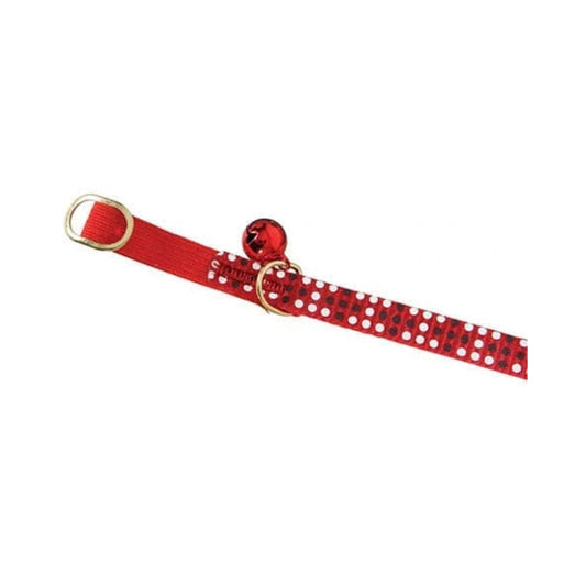 Zolux nylon red dotted collar with bell 30 cm