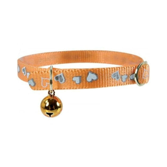 Zolux Nylon Orange Embroidered Hearts Collar with Bell