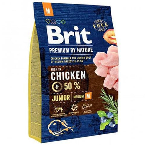 بريت بريميوم جونيور للكلاب الصغيرة من السلالات المتوسطة بنكهة الدجاج 3 كغ | متجر باندا.