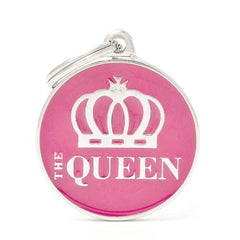 قلادة دائرية لون زهري بكتابة كلمة Queen | متجر باندا.