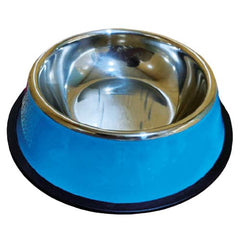 صحن طعام ستيل دائري للقطط و الكلاب مع قاعدة تمنع الانزلاق قطر 25.5 سم | متجر باندا.