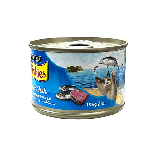 بورينا فريسكيس طعام رطب للقطط البالغة بنكهة سمك السردين ولحم التونة الاحمر 155 جرام