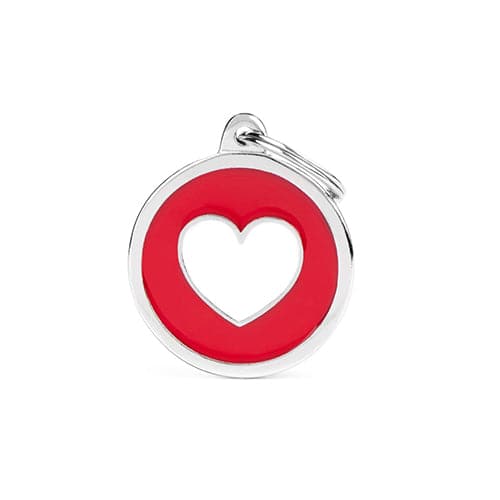 ماي فاميلي قلادة دائرية لون احمر شكل قلب ابيض حجم كبير | متجر باندا.