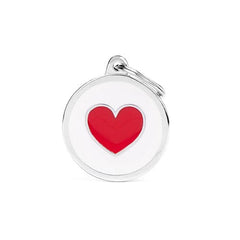 ماي فاميلي قلادة دائرية لون ابيض مع قلب احمر حجم كبير | متجر باندا.