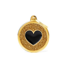 ماي فاميلي قلادة دائرية لون ذهبي شكل قلب اسود حجم كبير | متجر باندا.