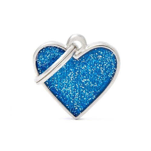 ماي فاميلي قلادة شكل قلب لون ازرق لامع حجم صغير | متجر باندا.