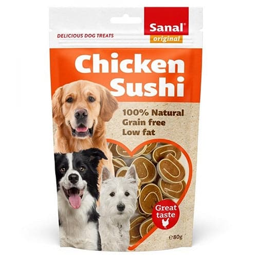 سنال مكافات كلاب شكل سوشي نكهة الدجاج 80غ | متجر باندا.